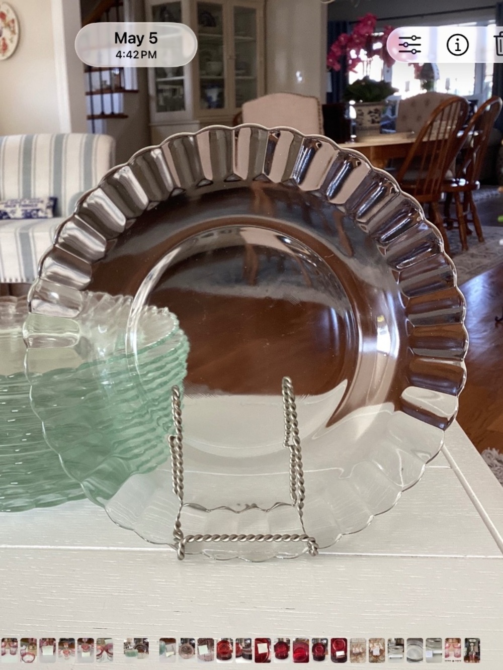 Set of (4) Duralex Scalloped Edge Glass Luncheon Plates